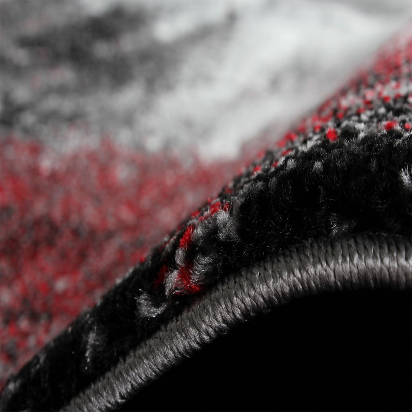Grey-Red Interior Rug with Soft Polypropylene Pile