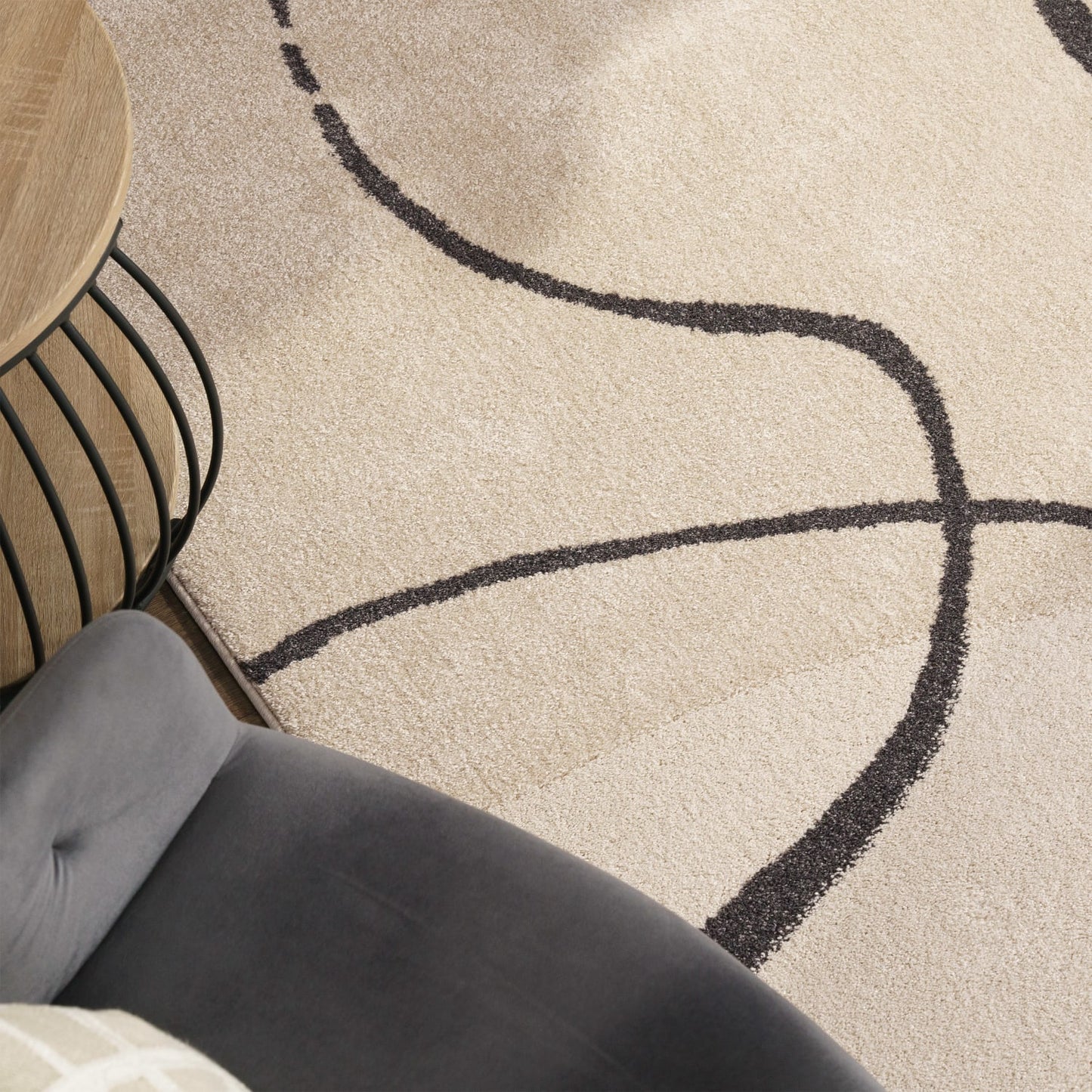 Cream Interior Rug Soft Pile Natural Jute Backing
