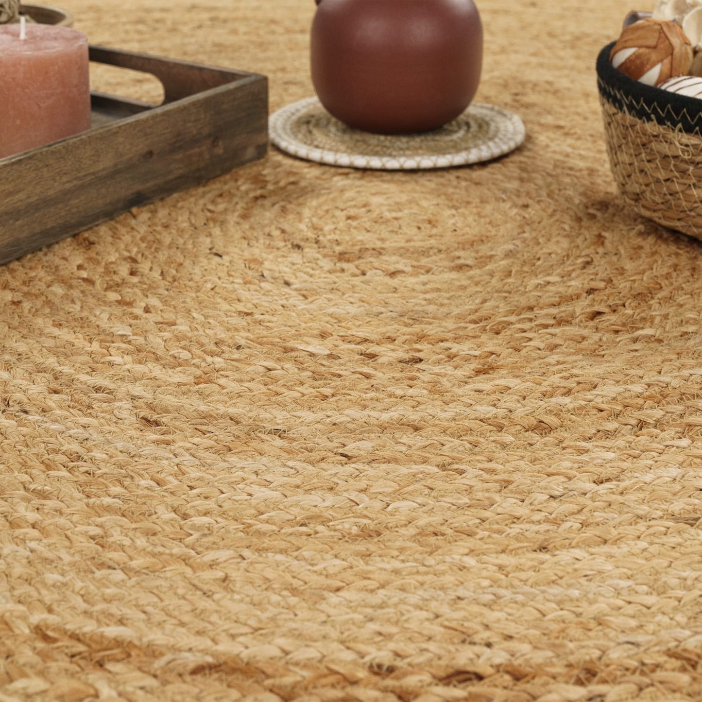 Handmade Natural Woven Jute Rug for Sustainable Comfort