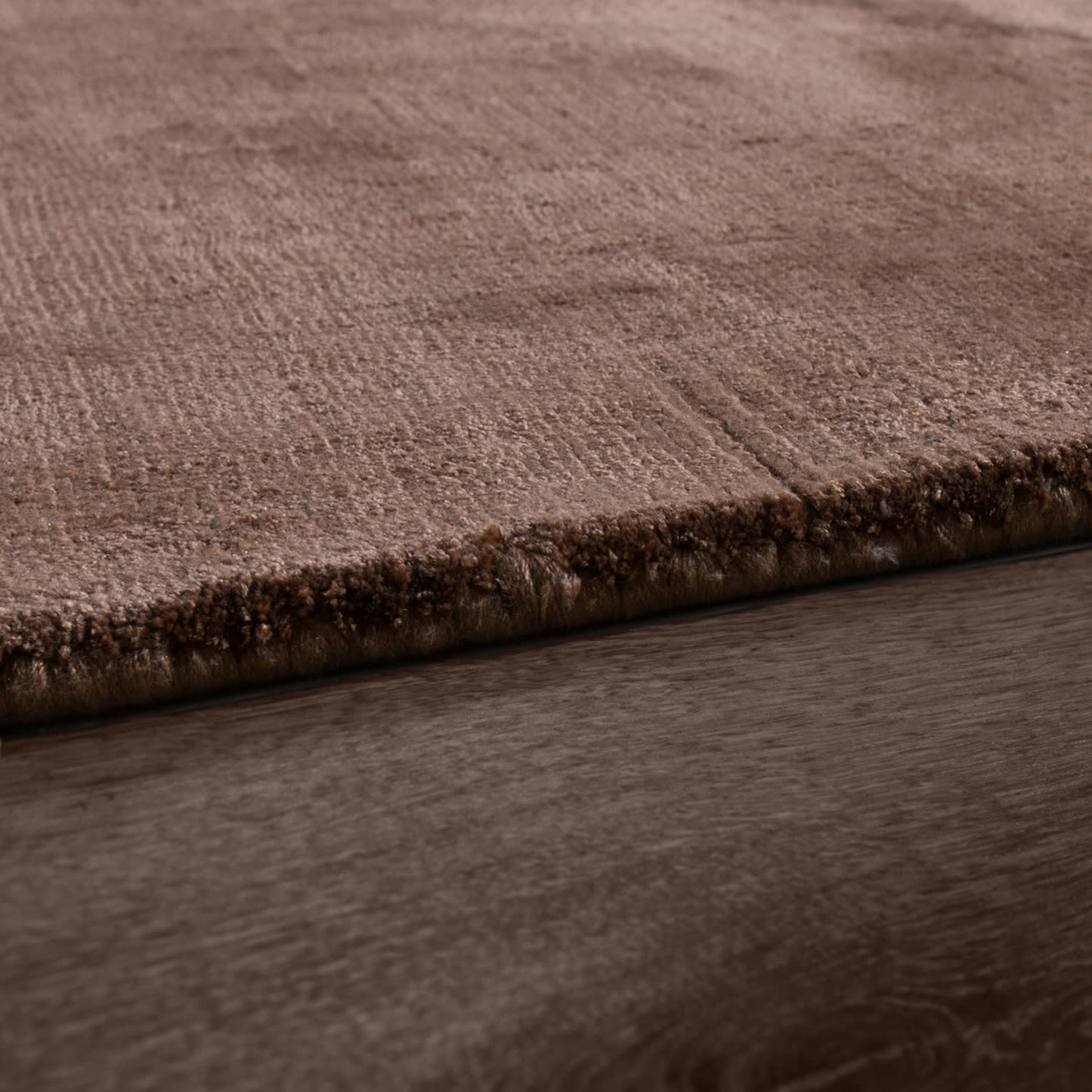 Brown Viscose Area Rug with Cotton Backing and Smooth 8mm Pile