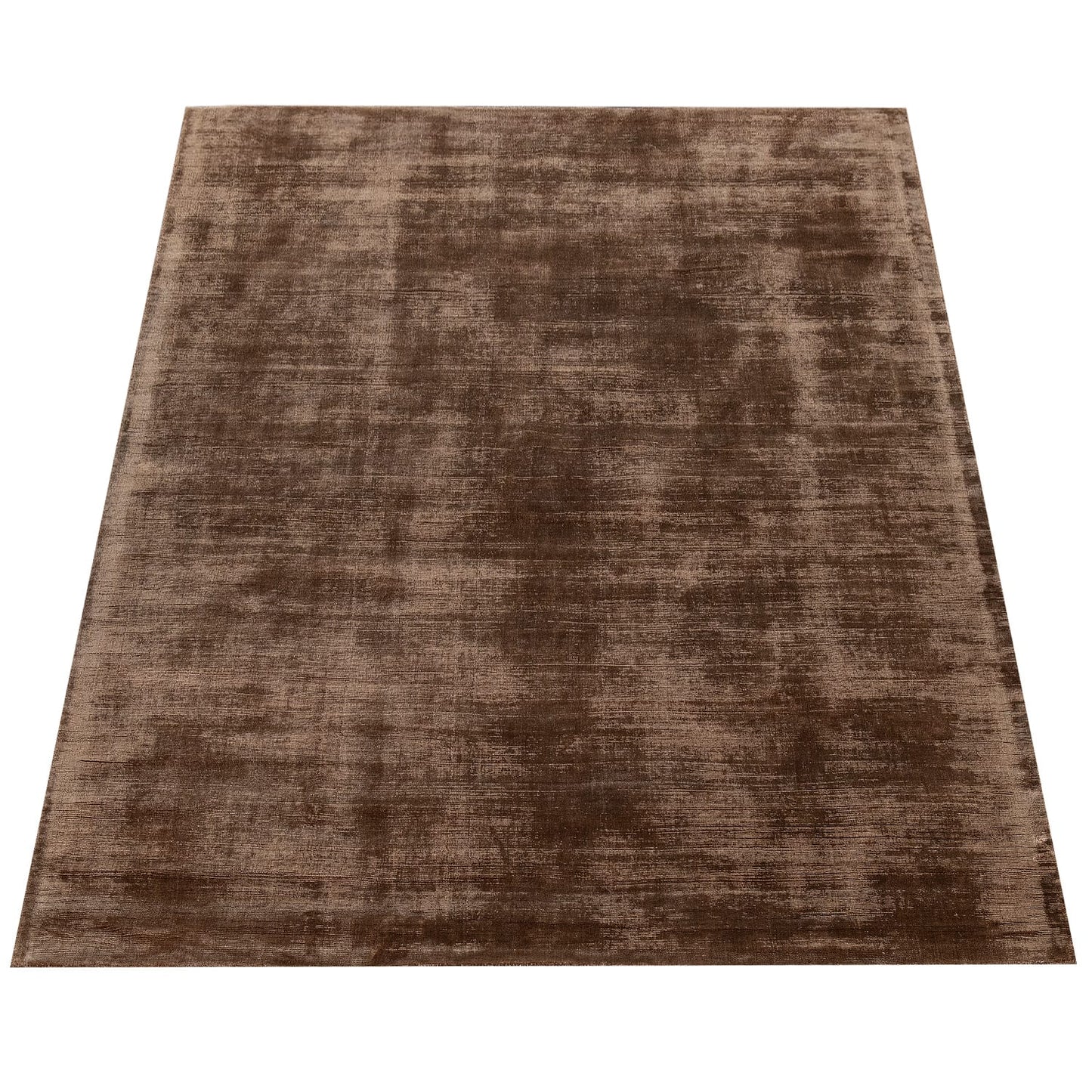 Brown Viscose Area Rug with Cotton Backing and Smooth 8mm Pile