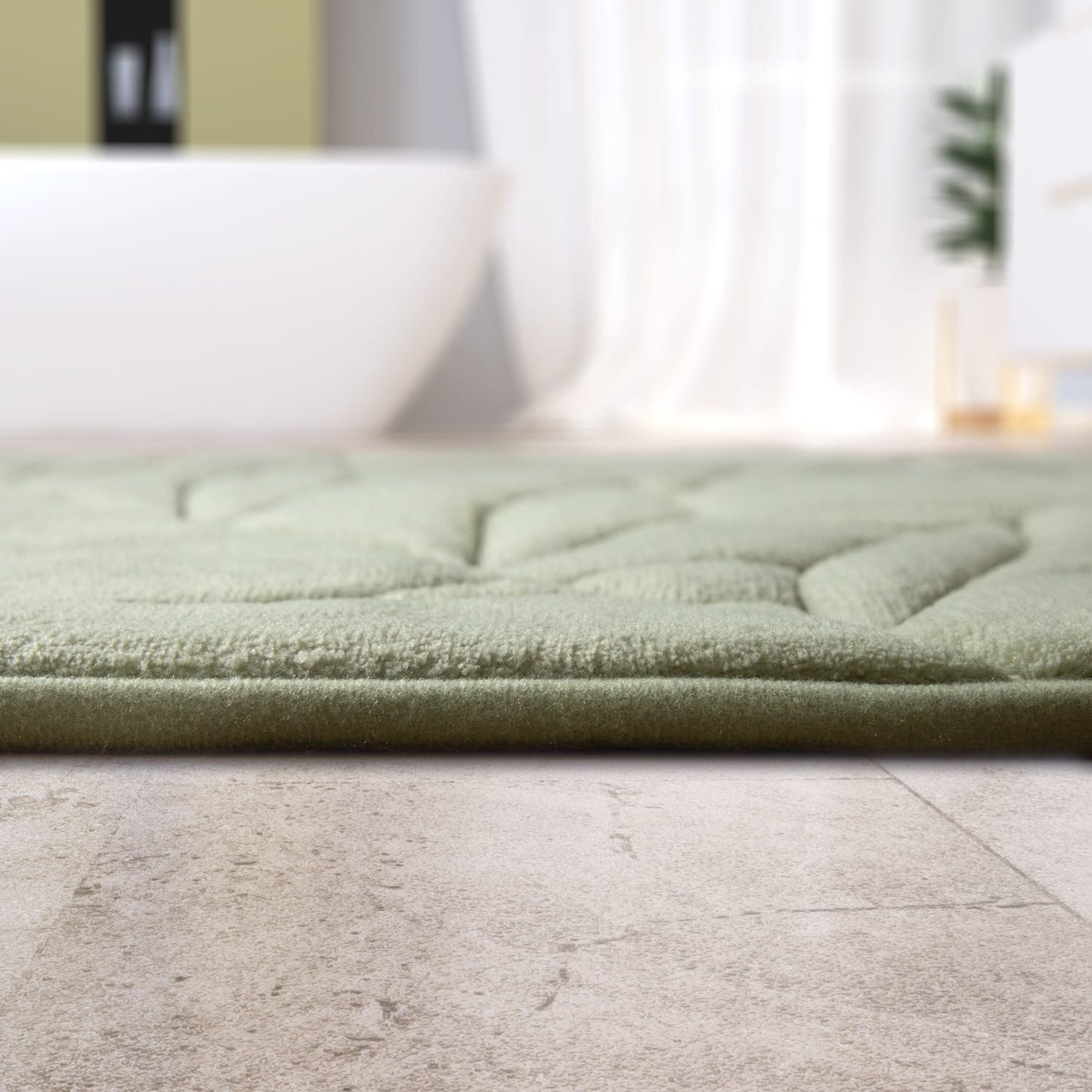 Green Indoor Rug with Rubber Backing Low Pile