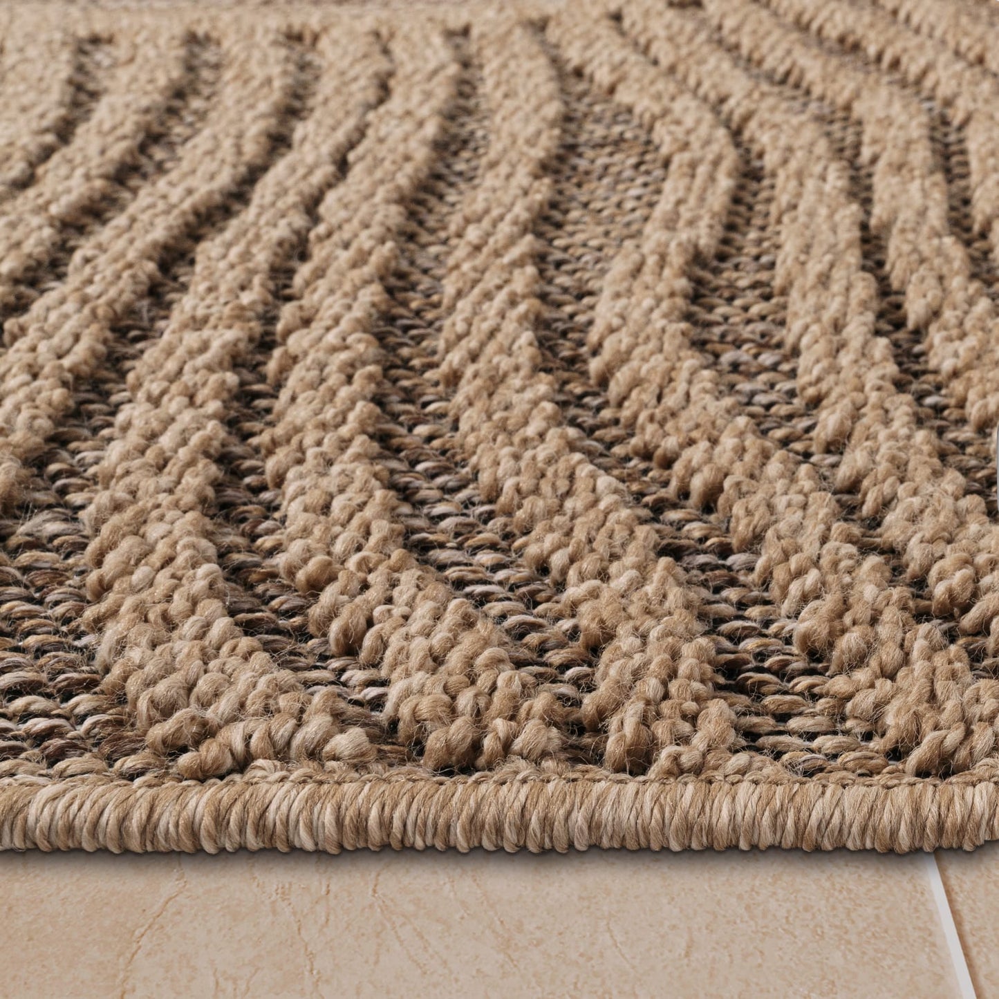 Beige Outdoor Rug with 7mm Pile Height Durable Polypropylene