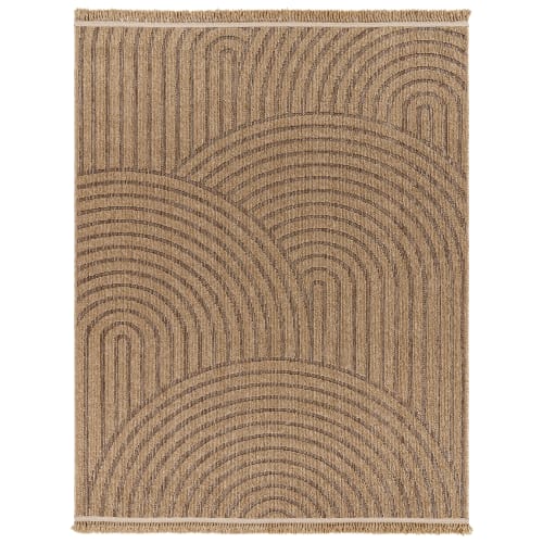 Beige Indoor Outdoor Area Rug with 7mm Pile  Durable & Versatile