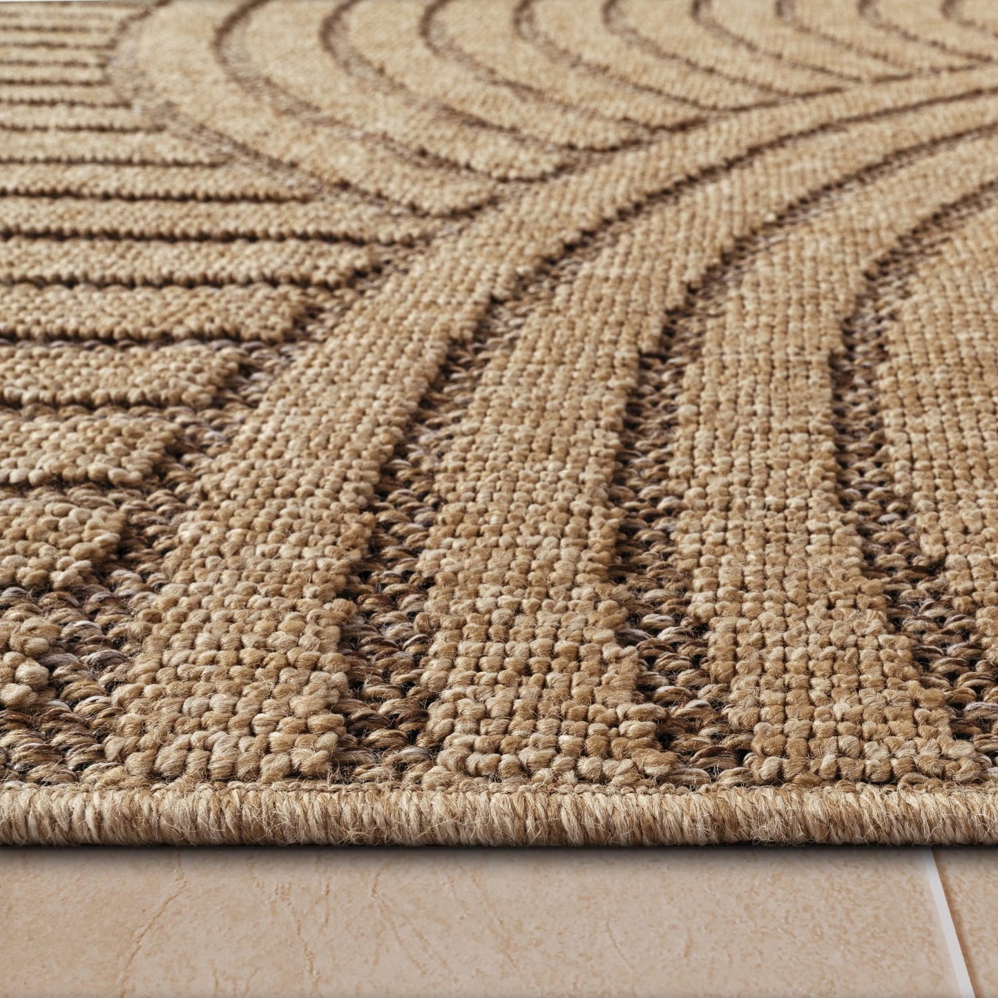Beige Indoor Outdoor Area Rug with 7mm Pile  Durable & Versatile