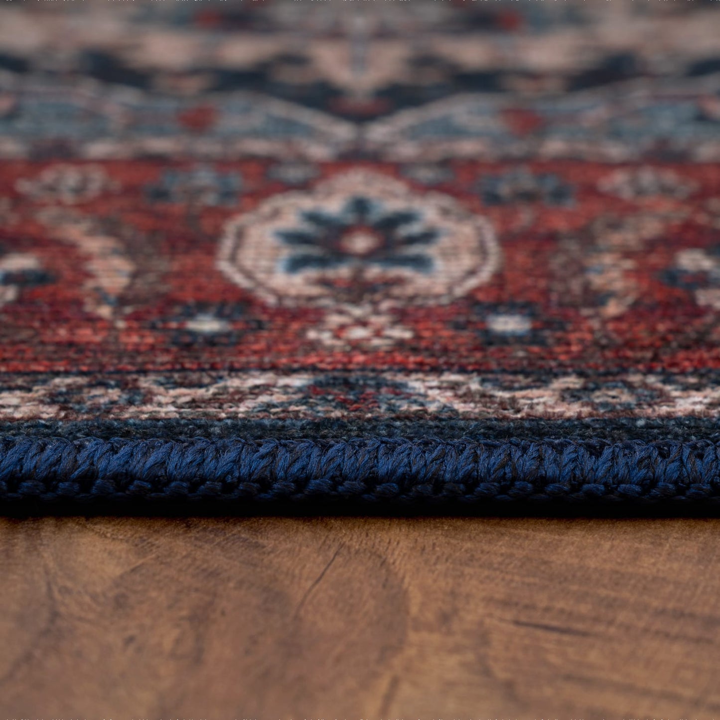 Red Interior Rug Smooth Low Profile Cotton Backing