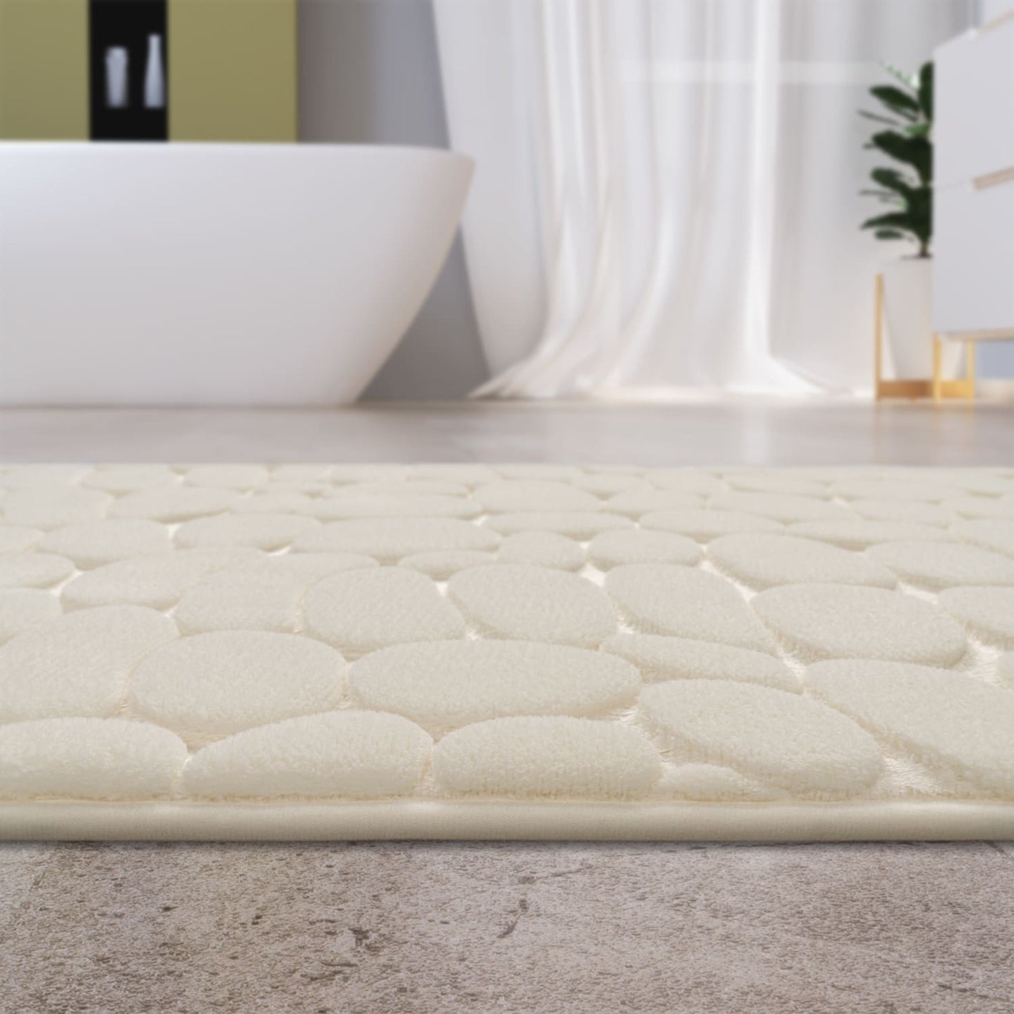 Soft Cream Indoor Rug with Durable Rubber Backing