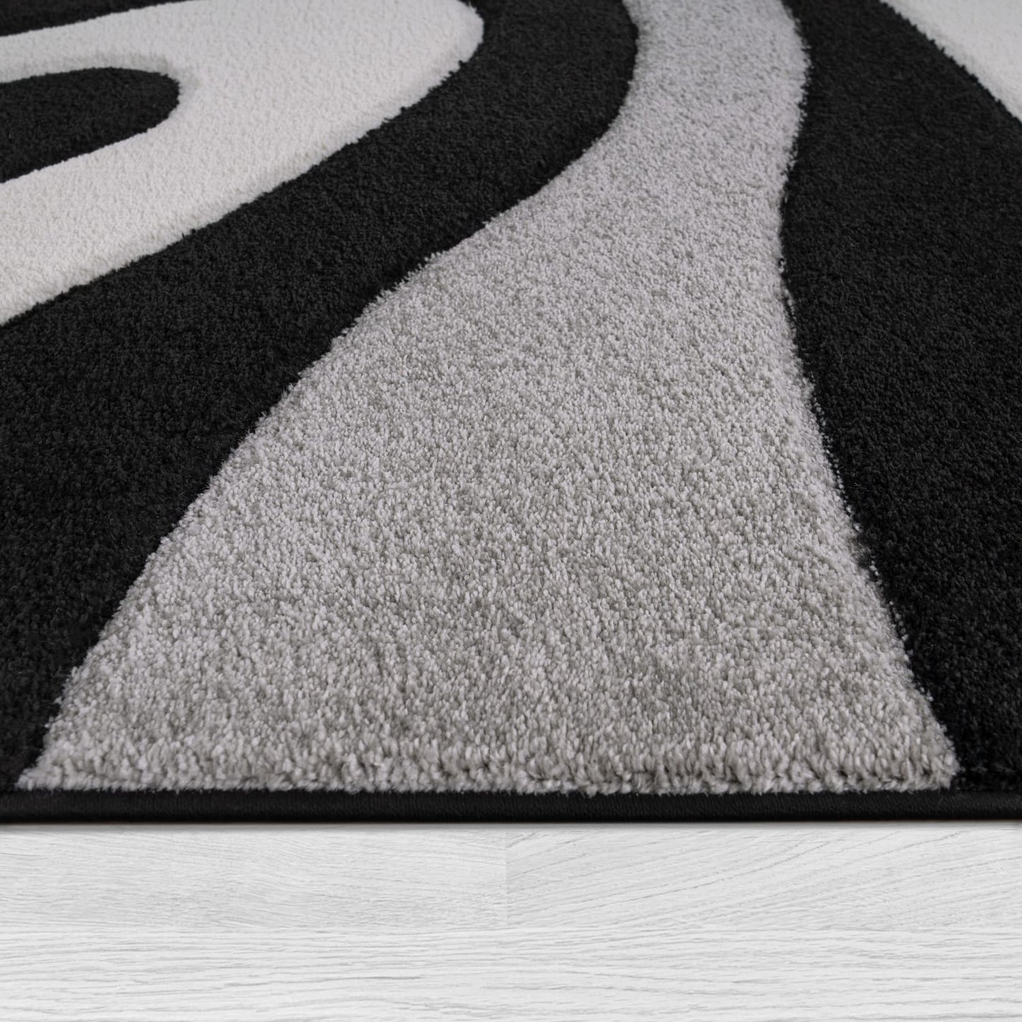 Luxurious Black Indoor Rug with Soft Pile