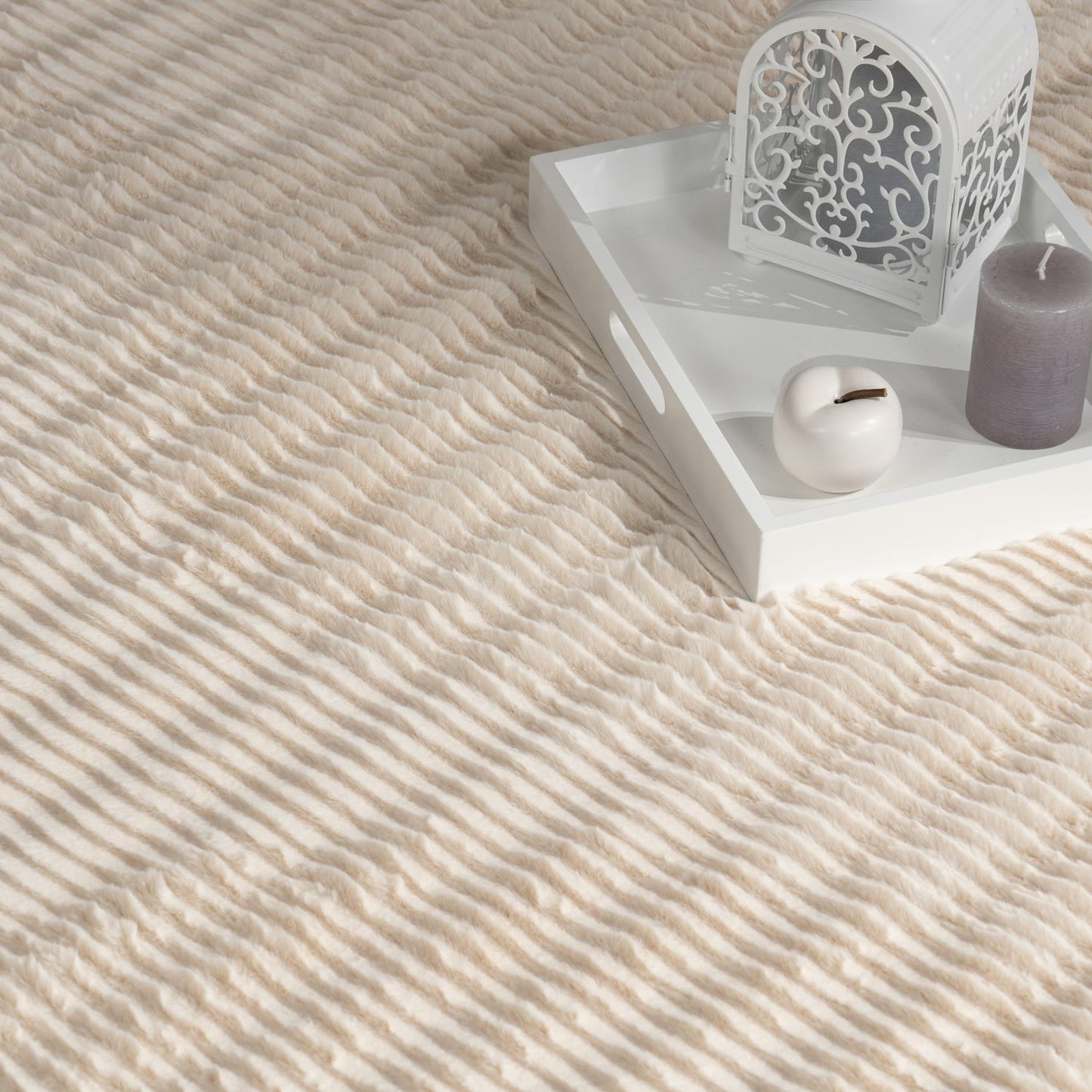 Cream Soft Pile Interior Rug Plush Feel with Modern Elegance