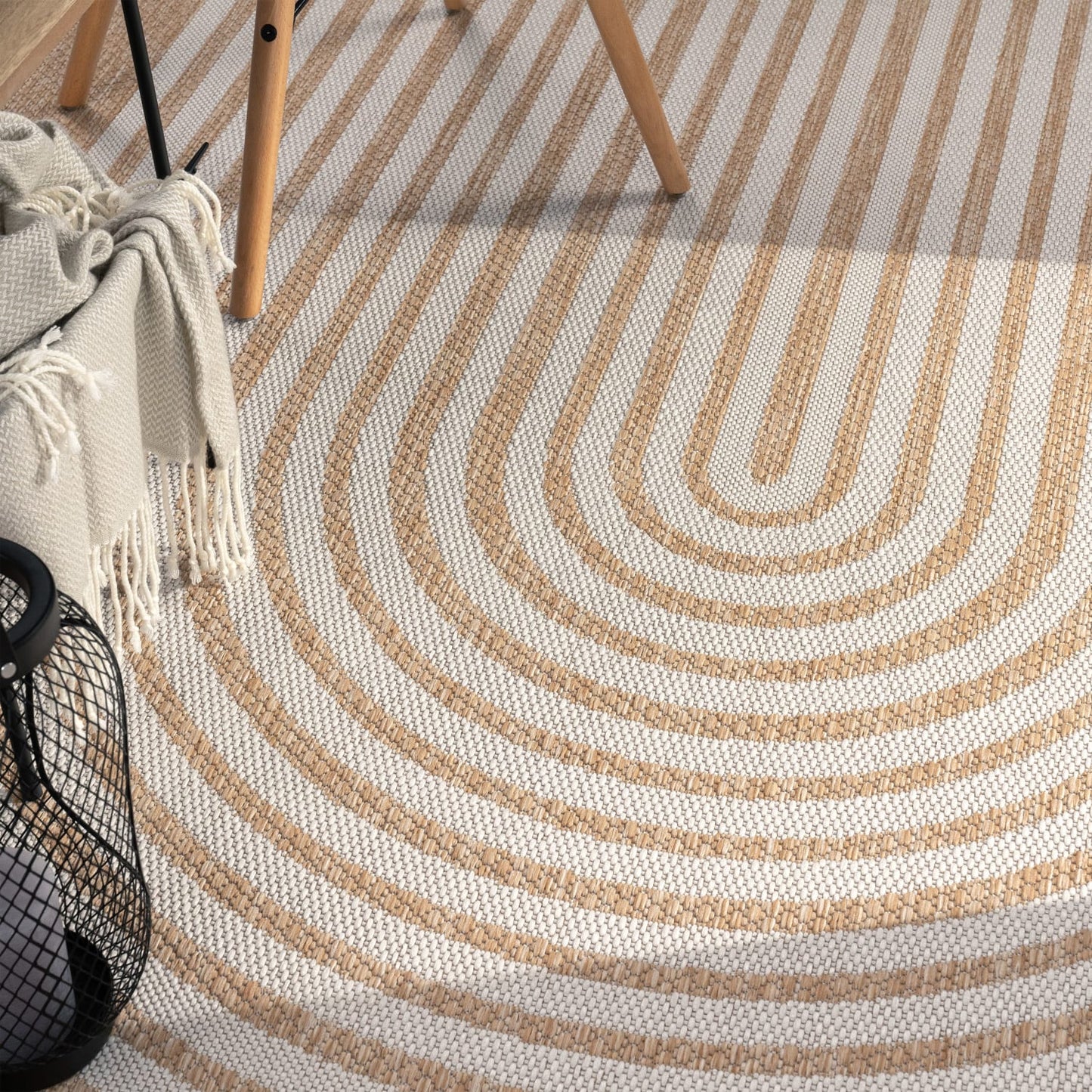 Durable Beige Polypropylene Indoor Rug for Underfloor Heating