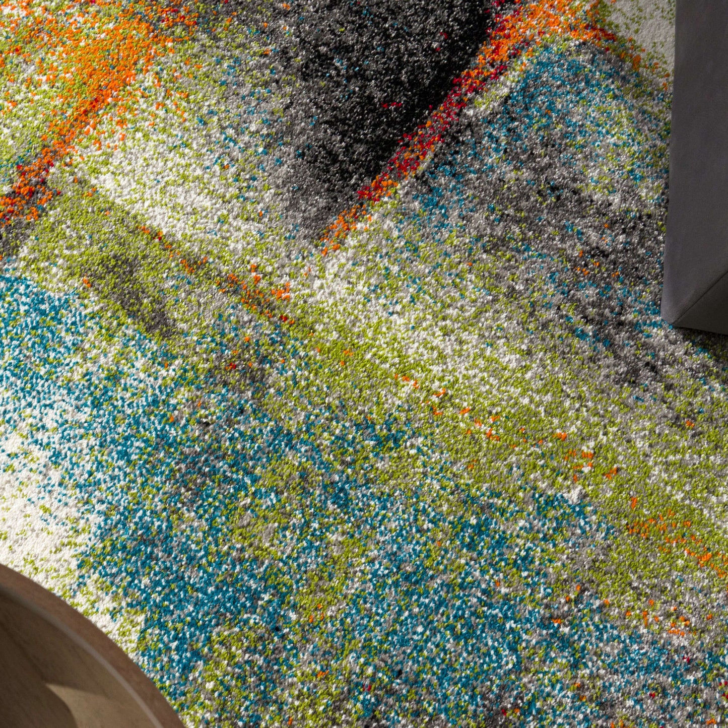 Multicolored Indoor Rug Soft Pile Jute Backing