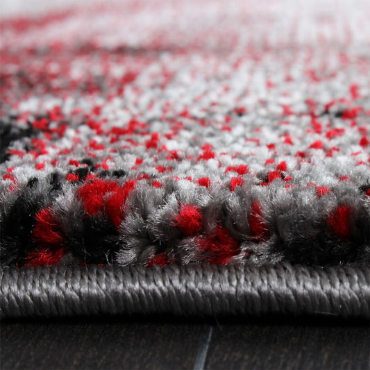 Grey-Red Interior Rug with Soft Polypropylene Pile