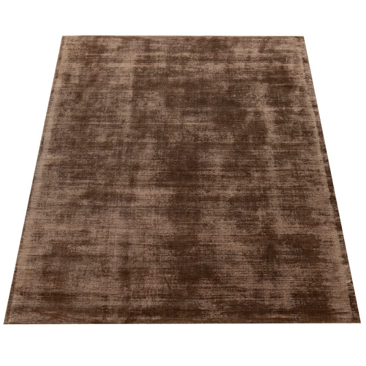 Brown Viscose Area Rug with Cotton Backing and Smooth 8mm Pile