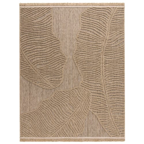 Beige Outdoor Rug with 7mm Pile Height Durable Polypropylene