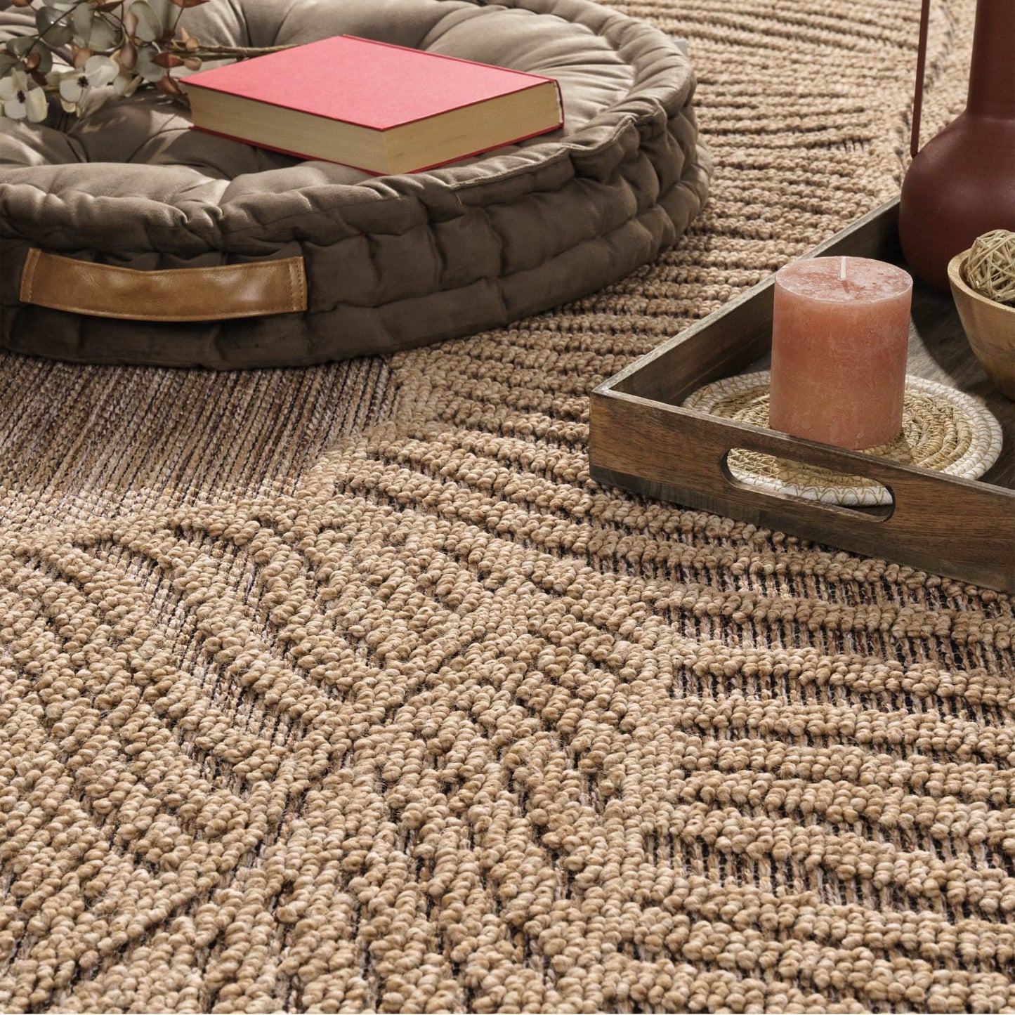 Beige Outdoor Rug with 7mm Pile Height Durable Polypropylene