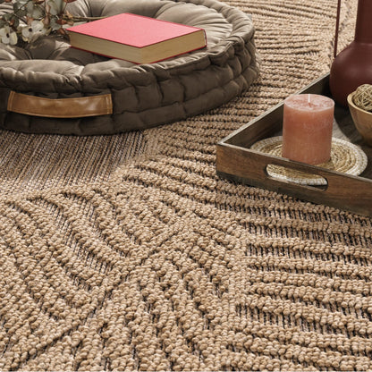 Beige Outdoor Rug with 7mm Pile Height Durable Polypropylene