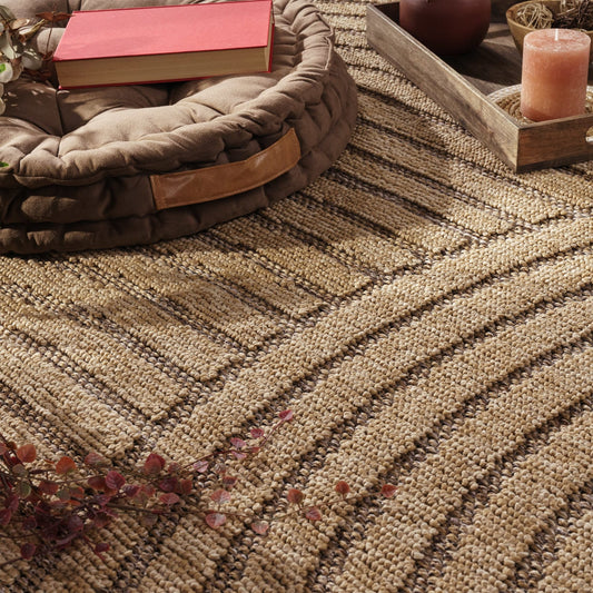 Beige Indoor Outdoor Area Rug with 7mm Pile  Durable & Versatile