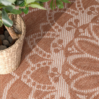 Apricot Outdoor Rug Low Profile Durable Polypropylene