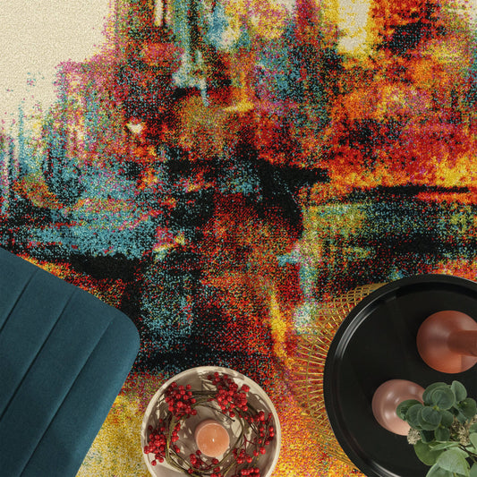 Multicolored Interior Rug with Thick Polypropylene Pile