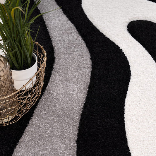 Luxurious Black Indoor Rug with Soft Pile