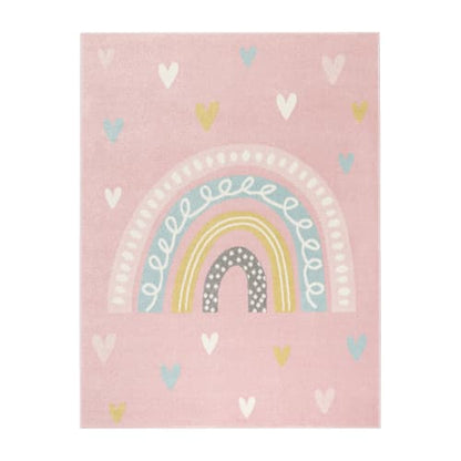 Soft Pink Indoor Jute-Backed Polypropylene Rug