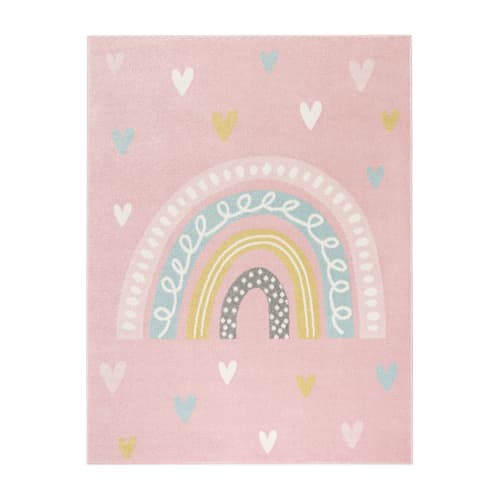 Soft Pink Indoor Jute-Backed Polypropylene Rug
