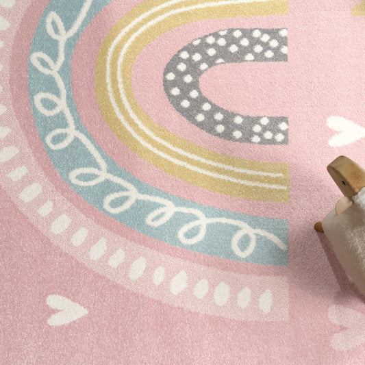 Soft Pink Indoor Jute-Backed Polypropylene Rug