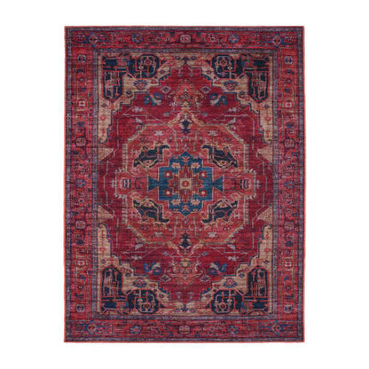 Red Interior Rug Smooth Surface Cotton Backing