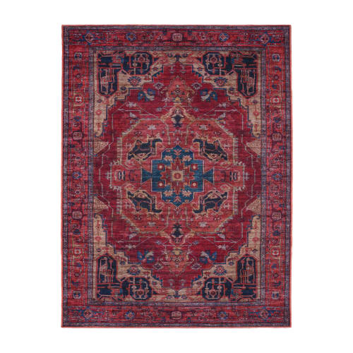 Red Interior Rug Smooth Surface Cotton Backing