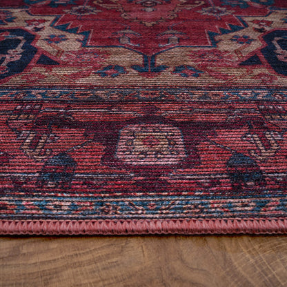 Red Interior Rug Smooth Surface Cotton Backing