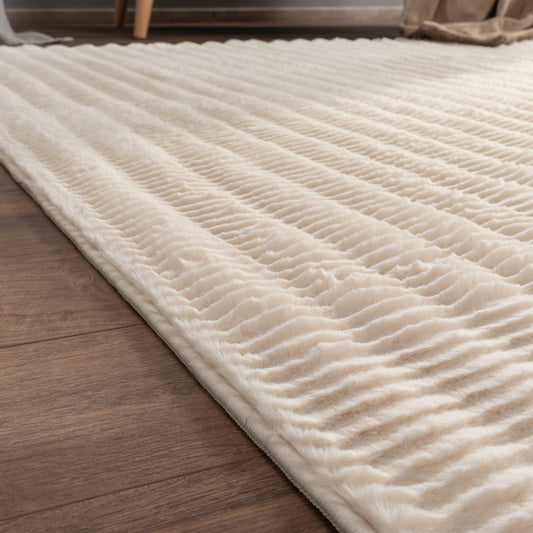 Cream Soft Pile Interior Rug Plush Feel with Modern Elegance