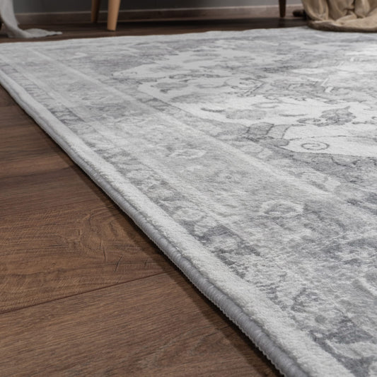 Grey Indoor Rug with Soft Felt Backing