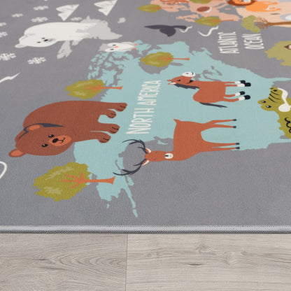 Gray Interior Rug Smooth Low Profile Felt Backing
