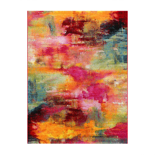 Multicolored Indoor Rug with Durable Jute Backing