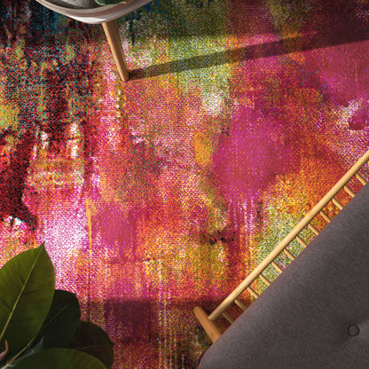 Multicolored Indoor Rug with Durable Jute Backing