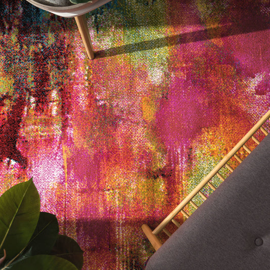 Multicolored Indoor Rug with Durable Jute Backing