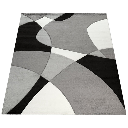 Elegant Black and White Indoor Rug with Soft Texture