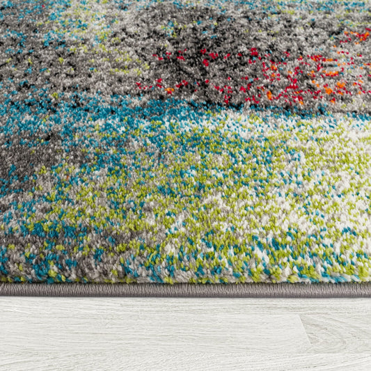 Multicolored Indoor Rug Soft Pile Jute Backing